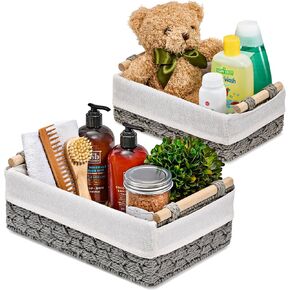 Sorbus Storage Wicker Baskets - 2 Decorative Gift Baskets for Baby Room, Bedroom, Nursery - Lined Paper Rope Baby Basket Set for Organizing Changing Station, Linens, Diapers, Toiletries, Toilet Paper