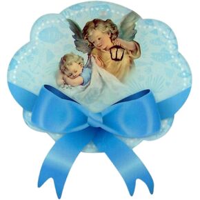 Guardian Angel with Lantern Pink Acrylic Crib Medal Baby Gift Set, 5 Inch