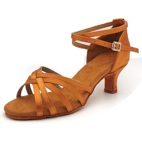 Latin Dance Shoes for Women Satin Professional Indoors ONLY Ballroom Salsa Cha-cha Practice Performance Dance Shoes