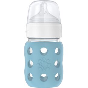 Lifefactory 8-Ounce Wide Neck Glass Baby Bottle with Protective Silicone Sleeve and Sippy Spout, Mint (LG2251WMI4)