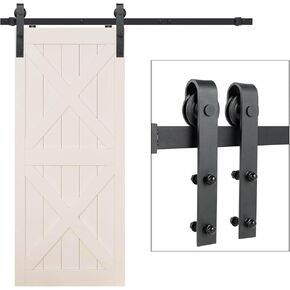YSSOA 6ft, Fit 40" Wide Door Panel (I Shape Hanger) Sliding Barn Roller Hardware Kit,Smoothly and Quietly, Easy to Install, 6 ft, Black