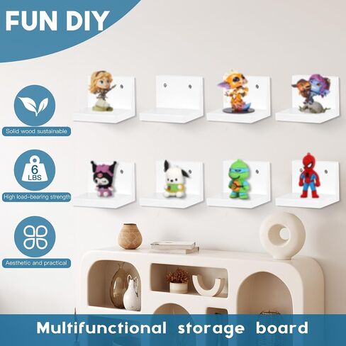 Small Floating Shelf for Wall Set of 6,Mini Shelves for Display Small Figurine,Plant,Collectibles,Small Wall Shelves for Bedroom Living Room Bathroom Kitchen Decor（Black） in Saudi Arabia