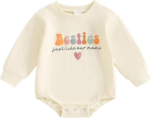 Baby Girl Besties Matching Outfits Long Sleeve Bubble Oversized Besties Romper Sweatshirt Newborn Fall Winter Bodysuit in Saudi Arabia