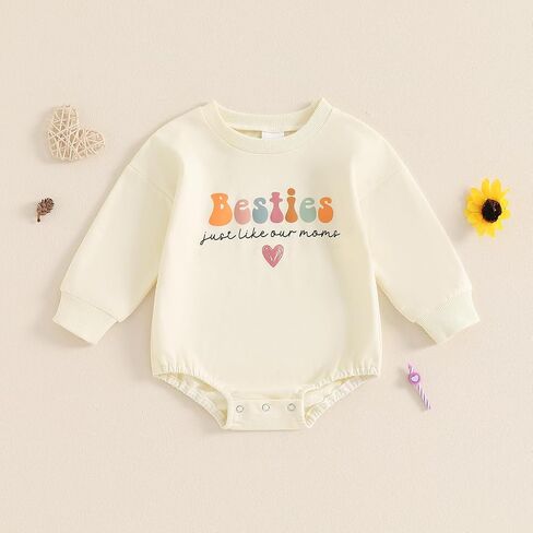 Baby Girl Besties Matching Outfits Long Sleeve Bubble Oversized Besties Romper Sweatshirt Newborn Fall Winter Bodysuit in Saudi Arabia