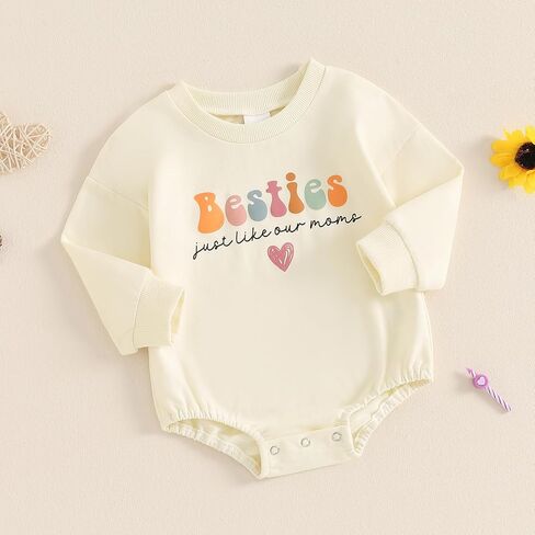 Baby Girl Besties Matching Outfits Long Sleeve Bubble Oversized Besties Romper Sweatshirt Newborn Fall Winter Bodysuit in Saudi Arabia
