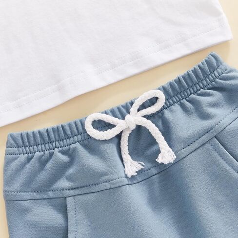 Infant Toddler Baby Boy Summer Clothes Striped O-Neck T-Shirt Tops Shorts Pants with Pockets 2Pcs Outfit Set in Saudi Arabia
