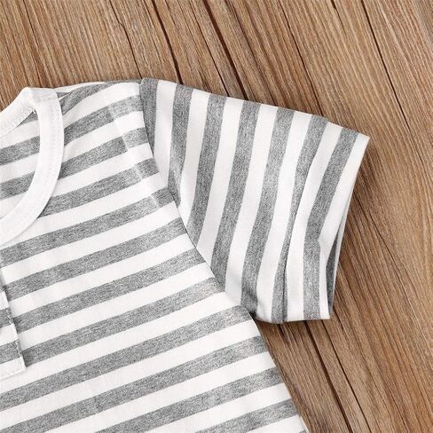 Infant Toddler Baby Boy Summer Clothes Striped O-Neck T-Shirt Tops Shorts Pants with Pockets 2Pcs Outfit Set in Saudi Arabia