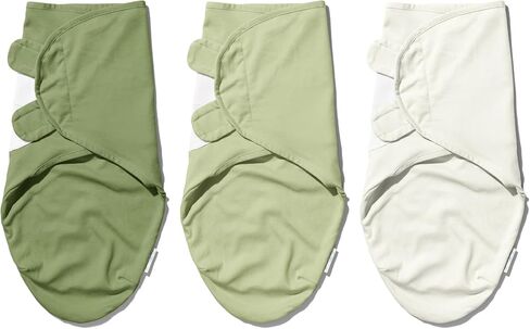Adjustable Swaddle Wrap - Knitted Cotton Wrap Set for Newborn | 0-3 Months | Pack of 3 (Leaves Edition) in Saudi Arabia