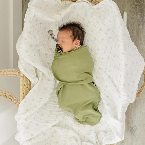 Adjustable Swaddle Wrap - Knitted Cotton Wrap Set for Newborn | 0-3 Months | Pack of 3 (Leaves Edition) in Saudi Arabia