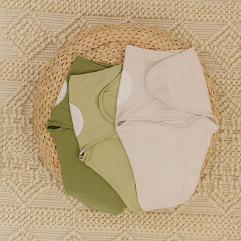 Adjustable Swaddle Wrap - Knitted Cotton Wrap Set for Newborn | 0-3 Months | Pack of 3 (Leaves Edition) in Saudi Arabia