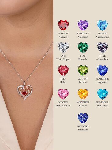 هدايا عيد الأم من Turandoss للأم - قلادة على شكل قلب وردي من الفضة الإسترلينية S925 قلادة جوهرة الميلاد وهدايا عيد الحب لأعياد الميلاد للأم والزوجة والجدة والصديقة من Turandoss in Kuwait