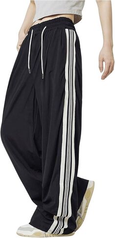 Verdusa Women's Loose Sweatpants Striped High Waisted Drawstring Sweat Pants in Saudi Arabia