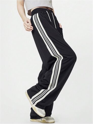 Verdusa Women's Loose Sweatpants Striped High Waisted Drawstring Sweat Pants in Saudi Arabia