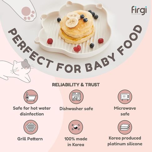 MEOW Silicone Baby Toddler Plates, Baby Feeding Essentials 100% Food-Grade Silicone Led Weaning Supplies BPA Free Toddler Soft and Durable Silicone Plate Feeding Supplies BPA Free Kids Dry Rose in Saudi Arabia