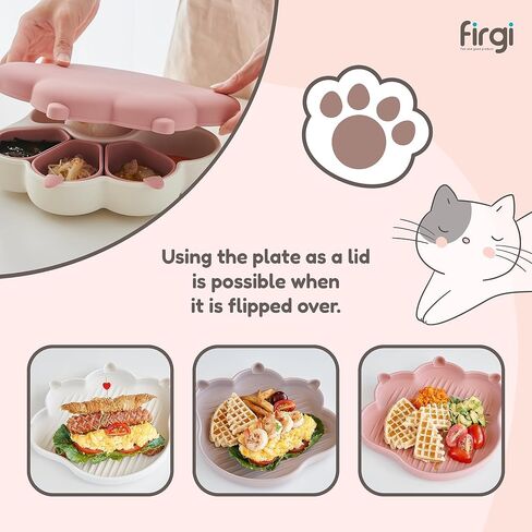 MEOW Silicone Baby Toddler Plates, Baby Feeding Essentials 100% Food-Grade Silicone Led Weaning Supplies BPA Free Toddler Soft and Durable Silicone Plate Feeding Supplies BPA Free Kids Dry Rose in Saudi Arabia