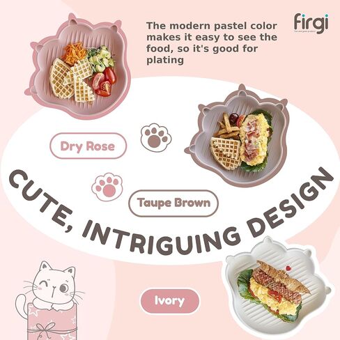 MEOW Silicone Baby Toddler Plates, Baby Feeding Essentials 100% Food-Grade Silicone Led Weaning Supplies BPA Free Toddler Soft and Durable Silicone Plate Feeding Supplies BPA Free Kids Dry Rose in Saudi Arabia