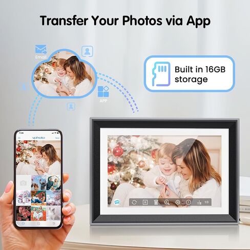 Atatat Digital Photo Frame with 1920x1080 IPS Screen, Digital Picture Frame Support Adjustable Brightness,Photo Deletion,1080P Video,Music,Slideshow,Remote,16:9 Widescreen- P800 in Saudi Arabia