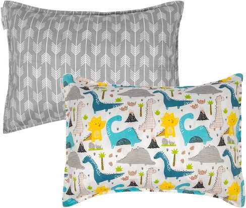 أغطية وسائد للأطفال الصغار من ALVABABY تناسب مقاس 13 × 18،12 × 16 وسادة للأطفال مكونة من قطعتين من أغطية وسائد قطنية للسفر مع مغلف وسادة للأطفال الصغار للأولاد والبنات ديناصورات 2TPW16 in Kuwait
