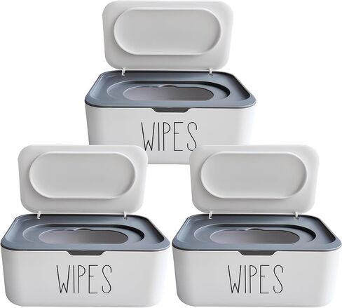 3 Pack Baby Wipes Dispenser for Bathroom Flushable Wipes Holder, 7.48" x 5.12" x 2.95", Refillable Butt Wipes Container Box Storage for Adult in Saudi Arabia