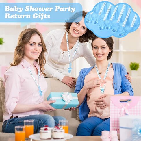 Junkin 60 قطعة لهايات استحمام الطفل من الأكريليك لهايات الأطفال هدايا الحفلات اللهايات الساحرة قلادة للبنات والأولاد ديكورات حفلات استحمام الطفل، نمط الصبي (أزرق، أبيض) in Kuwait