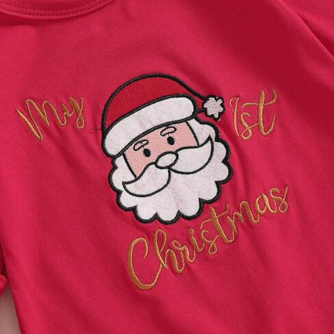 Sasaerucure Newborn Baby Girl Christmas Jumpsuit Romper with Headband Infant Girl Christmas Outfits in Kuwait