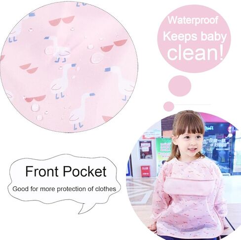 Long Sleeve Bibs For Baby Full Sleeve Bib Waterproof Cute Infant Girls Boys 2 Pack 6-42Months in Saudi Arabia
