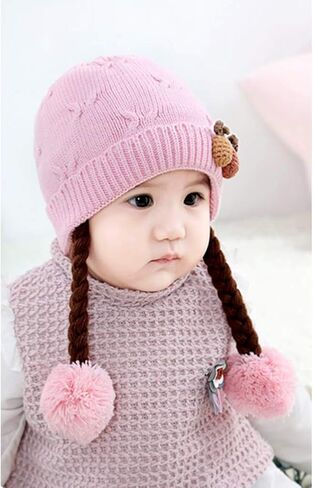 Infant Baby Winter Hat Beanies Crochet Warm Knitted Wig Hat in Saudi Arabia