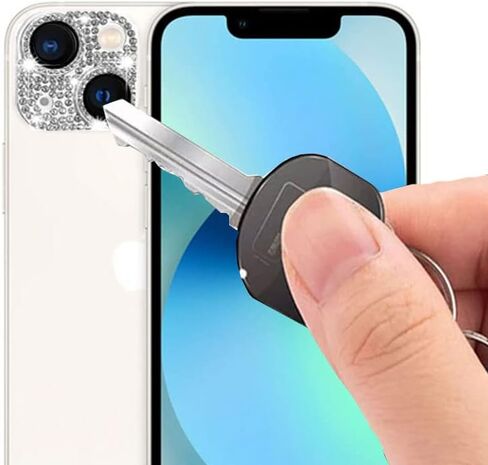 [2 Pack] 2 in 1 Bling Crystal Camera Lens Protector Glitter Diamond Metal Lens Cover +Glass Screen Full Protector Compatible with iPhone 14/14 Plus(Purple) in Saudi Arabia