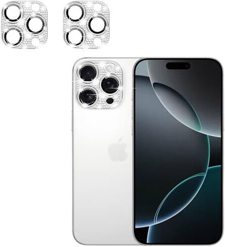 [2 Pack] 2 in 1 Bling Crystal Camera Lens Protector Glitter Diamond Metal Lens Cover +Glass Screen Full Protector Compatible with iPhone 14/14 Plus(Purple) in Kuwait