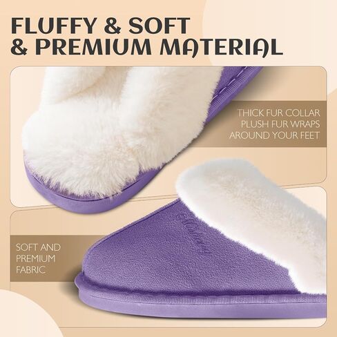 Womens Slippers Fluffy Slippers Memory Foam Slippers House Slippers Non-slip Indoor Outdoor in Saudi Arabia