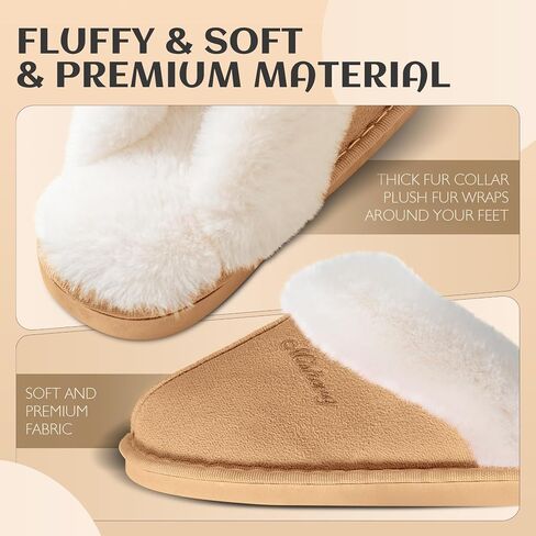 Womens Slippers Fluffy Slippers Memory Foam Slippers House Slippers Non-slip Indoor Outdoor in Saudi Arabia