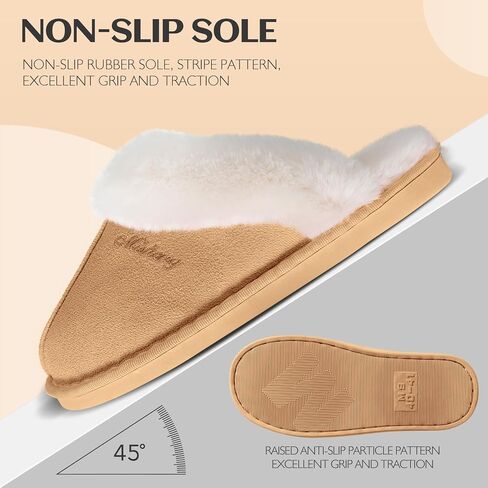 Womens Slippers Fluffy Slippers Memory Foam Slippers House Slippers Non-slip Indoor Outdoor in Saudi Arabia
