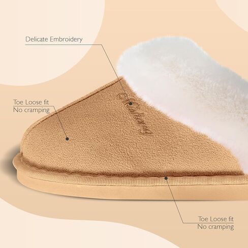 Womens Slippers Fluffy Slippers Memory Foam Slippers House Slippers Non-slip Indoor Outdoor in Saudi Arabia