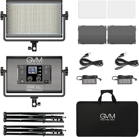 GVM 1300D RGB LED Video Light, 65W Video Lighting Kit with Bluetooth Control, 25000lux/0.5m, 2 Packs Led Panel Light for YouTube Studio, Video Shooting, Broadcasting, Conference, 18 Kinds Scene Modes in Saudi Arabia
