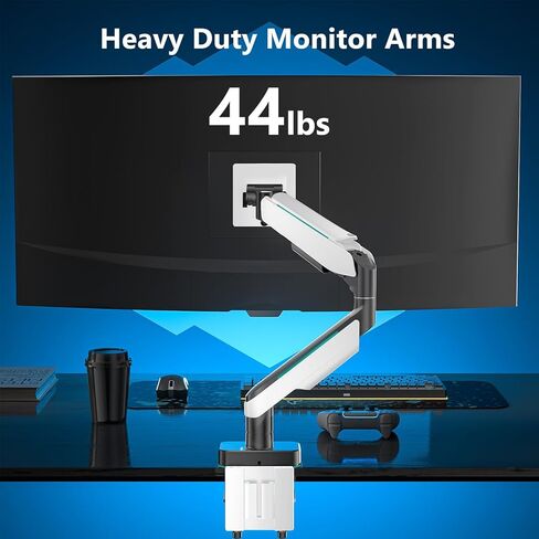 WALI Single Monitor Gas Spring Desk Mount, Heavy Duty Monitor Arm for Ultrawide Screen up to 35 inch, 33 lbs. Fully Adjustable, Mounting Holes 75 and 100 (GSM001XL), Black in Kuwait