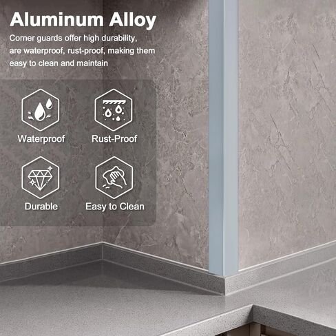 4 PCS 45" Aluminum Corner Protectors Self Adhesive Wall Corner Guards Metal Wall Edge Protector Strip Furniture Corner Protectors for Wall Cabinet Baseboard Decoration 45" x 1" (Gray Blue) in Saudi Arabia