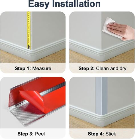 4 PCS 45" Aluminum Corner Protectors Self Adhesive Wall Corner Guards Metal Wall Edge Protector Strip Furniture Corner Protectors for Wall Cabinet Baseboard Decoration 45" x 1" (Gray Blue) in Saudi Arabia