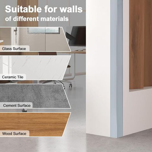 4 PCS 45" Aluminum Corner Protectors Self Adhesive Wall Corner Guards Metal Wall Edge Protector Strip Furniture Corner Protectors for Wall Cabinet Baseboard Decoration 45" x 1" (Gray Blue) in Saudi Arabia