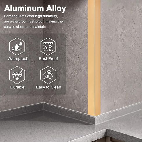 4 PCS 45" Aluminum Corner Protectors Self Adhesive Wall Corner Guards Metal Wall Edge Protector Strip Furniture Corner Protectors for Wall Cabinet Baseboard Decoration 45" x 1" (Gray Blue) in Saudi Arabia