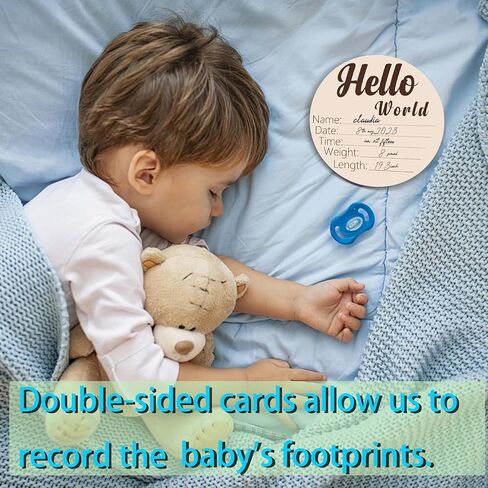 معلم شهري للطفل، علامات معلم الطفل الجميلة - 7 دوائر خشبية مزدوجة الجوانب، أقراص تصوير فوتوغرافي لحديثي الولادة، علامة إعلان عن رحلة الحمل، مجموعة هدايا للأطفال الأولاد والبنات in Kuwait