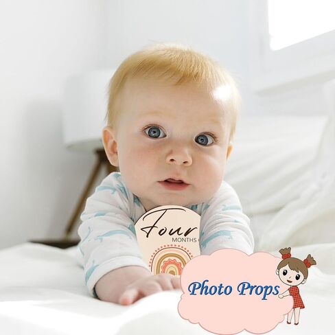 معلم شهري للطفل، علامات معلم الطفل الجميلة - 7 دوائر خشبية مزدوجة الجوانب، أقراص تصوير فوتوغرافي لحديثي الولادة، علامة إعلان عن رحلة الحمل، مجموعة هدايا للأطفال الأولاد والبنات in Kuwait