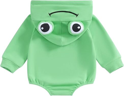 Infant Boy Girl Frog Romper Long Sleeve Hooded Bodysuit Halloween Baby Clothes Newborn Coming Home Outfits in Saudi Arabia