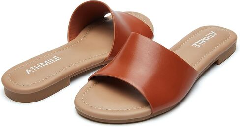 ATHMILE Womens Sandals One Band Slip-on Open Toe Flats Summer Dress Slides Sandals for Casual Party Wedding Beach in Kuwait