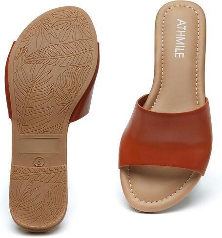 ATHMILE Womens Sandals One Band Slip-on Open Toe Flats Summer Dress Slides Sandals for Casual Party Wedding Beach in Kuwait
