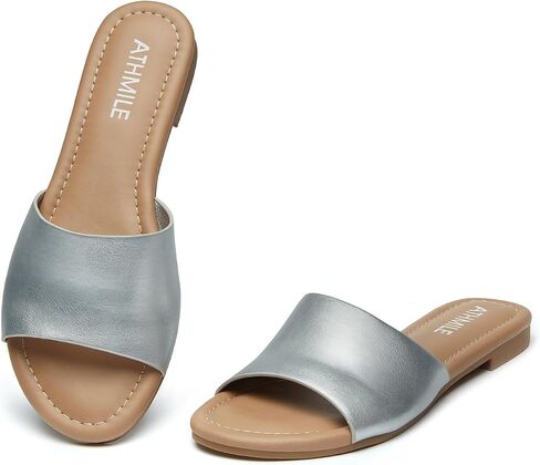 ATHMILE Womens Sandals One Band Slip-on Open Toe Flats Summer Dress Slides Sandals for Casual Party Wedding Beach in Kuwait