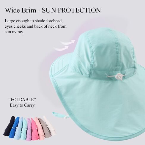 قبعة صيفية للأطفال الصغار مع غطاء للرقبة مقاومة للماء للأطفال، قبعة سباحة للأطفال للحماية من الأشعة فوق البنفسجية، قبعات للشاطئ للأولاد والبنات in Kuwait