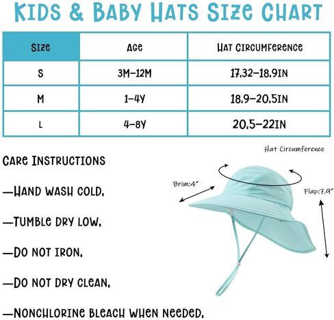 قبعة صيفية للأطفال الصغار مع غطاء للرقبة مقاومة للماء للأطفال، قبعة سباحة للأطفال للحماية من الأشعة فوق البنفسجية، قبعات للشاطئ للأولاد والبنات in Kuwait