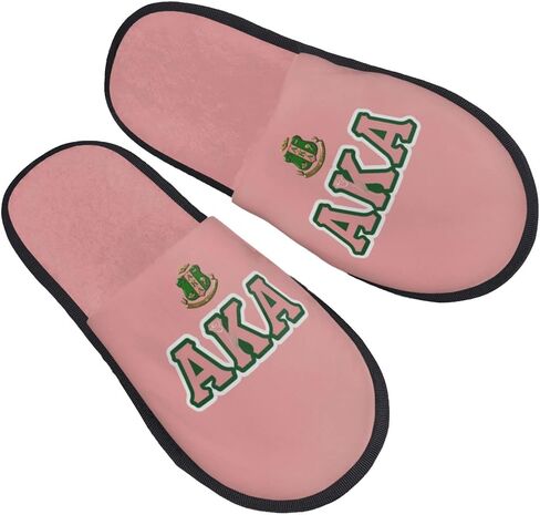 AKA Sorority Paraphernalia Black Girl Plush Slippers - Comfy, Luxurious Footwear for Sorority Sisters & Fashion Lovers in Saudi Arabia