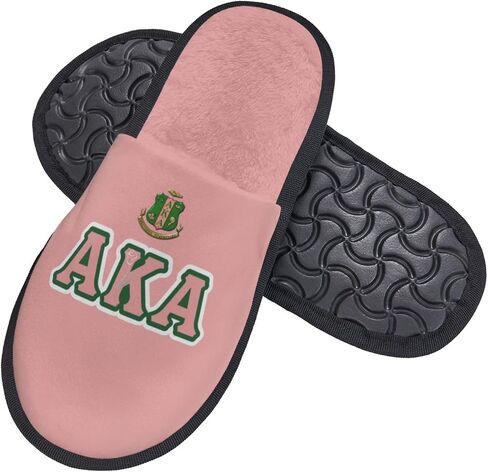 AKA Sorority Paraphernalia Black Girl Plush Slippers - Comfy, Luxurious Footwear for Sorority Sisters & Fashion Lovers in Saudi Arabia