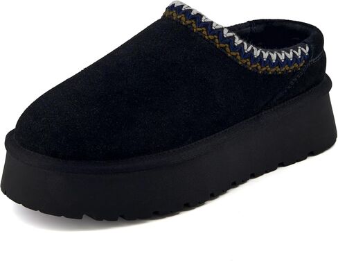 CUSHIONAIRE Women’s Kabuki Genuine Suede Platform Mule Slippers with Memory Foam, Indoor/Outdoor, Wide Widths Available in Saudi Arabia